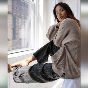 Aerie Charcoal Pinstripe Wide Leg Pants